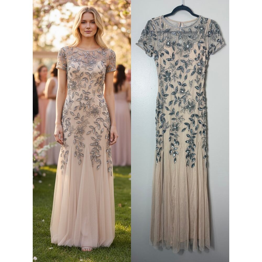 NWT ADRIANNA PAPELL DRESS GOWN WEDDING GUEST MOTHER OF THE BRIDE FORMAL EVENING